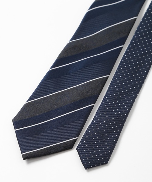 CROWDED CLOSET（クラウデッドクローゼット）の「ストライプシャドーペイズリー/ピンドット柄クレリックタイ（ネクタイ・メンズ・シルバー/ベージュ/ターコイズブルー/ボルドー/ネイビー・FREE）」の7枚目の写真