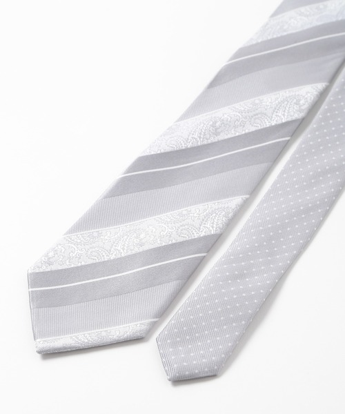 CROWDED CLOSET（クラウデッドクローゼット）の「ストライプシャドーペイズリー/ピンドット柄クレリックタイ（ネクタイ・メンズ・シルバー/ベージュ/ターコイズブルー/ボルドー/ネイビー・FREE）」の10枚目の写真