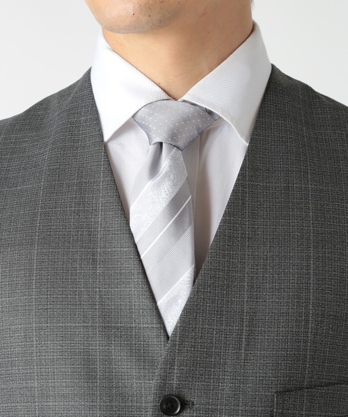 CROWDED CLOSET（クラウデッドクローゼット）の「ストライプシャドーペイズリー/ピンドット柄クレリックタイ（ネクタイ・メンズ・シルバー/ベージュ/ターコイズブルー/ボルドー/ネイビー・FREE）」の12枚目の写真