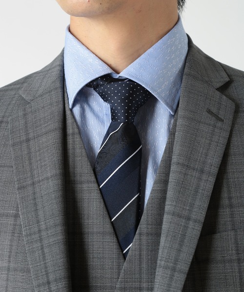 CROWDED CLOSET（クラウデッドクローゼット）の「ストライプシャドーペイズリー/ピンドット柄クレリックタイ（ネクタイ・メンズ・シルバー/ベージュ/ターコイズブルー/ボルドー/ネイビー・FREE）」の16枚目の写真