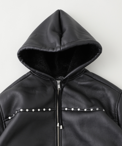 AFB / エーエフビー】STUDDED HOODED BOMBER JACKET