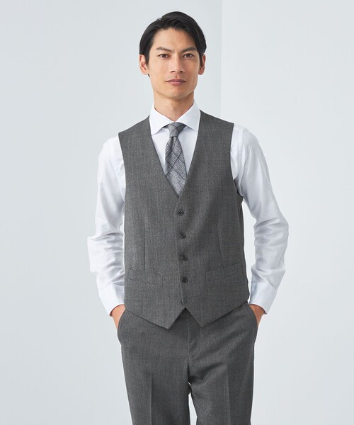 green label relaxing（グリーンレーベルリラクシング）の「A+ TWPU ホームスパン スリム 5B ベスト（スーツベスト・メンズ・ダークグレー/ダークブラウン/ネイビー・S/L/M/XS/XXL/XL）」の2枚目の写真