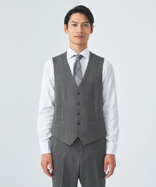 green label relaxing（グリーンレーベルリラクシング）の「A+ TWPU ホームスパン スリム 5B ベスト（スーツベスト・メンズ・ダークグレー/ダークブラウン/ネイビー・S/L/M/XS/XXL/XL）」の12枚目の写真