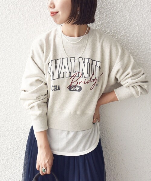 SHIPS（シップス）の「【WEB限定】〈手洗い可能〉プリント 刺繍 ロゴ スウェット（スウェット・レディース・チャコールグレー/ナチュラル/ネイビー・ONE SIZE）」の8枚目の写真