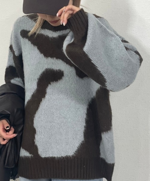 gossara（ゴサラ）の「起毛迷彩柄PO（ニット/セーター・レディース・ブラック/ブラウン・MEDIUM）」の7枚目の写真