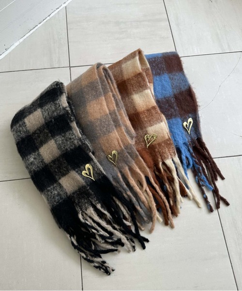 archives(アルシーヴ)の「チェックストール(マフラー・レディース・グレー/ブラウン/ブルー/ブラック・FREE)」の2枚目の写真