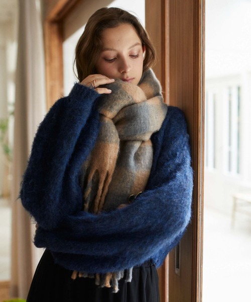 archives(アルシーヴ)の「チェックストール(マフラー・レディース・グレー/ブラウン/ブルー/ブラック・FREE)」の7枚目の写真