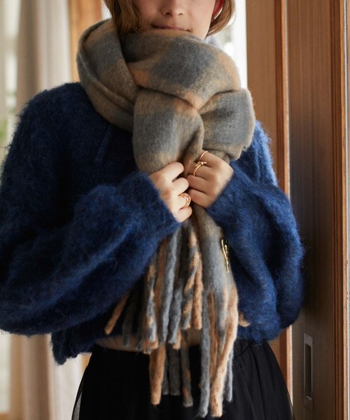 archives(アルシーヴ)の「チェックストール(マフラー・レディース・グレー/ブラウン/ブルー/ブラック・FREE)」の5枚目の写真