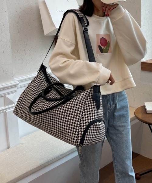 FREE STYLISTS(フリー スタイリスト)の「2WAY配色 千鳥柄 ボストンバッグ(ボストンバッグ・レディース・ブラック/ブラウン・FREE)」の10枚目の写真