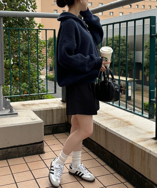 ISOOK(アイスー)の「【ISOOK / アイスー】ハーフジップニット / セーター ファスナー付き Vネック スタンドネック オーバーサイズ ZOZOTOWN限定(ニット/セーター・レディース・ネイビー/クリーム/チャコール・FREE)」の19枚目の写真