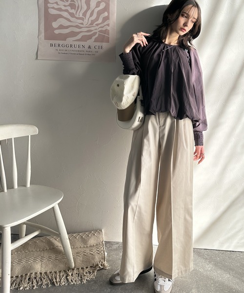 classicalelf(クラシカルエルフ)の「チャイナボタンが旬を先取り♪前後2wayリボン使いタックブラウス(長袖)(シャツ/ブラウス・レディース・チャコール/オフホワイト・MEDIUM/LARGE/X-LARGE/SMALL)」の3枚目の写真