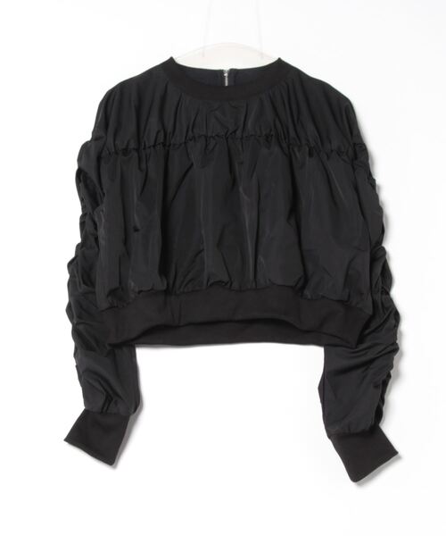 STYLEBLOCK（スタイルブロック）の「TNタフタギャザーリブプルオーバー（シャツ/ブラウス・レディース・カーキ/ホワイト系その他/ブラック・M）」の2枚目の写真