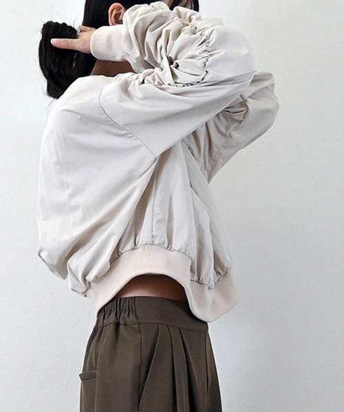 STYLEBLOCK（スタイルブロック）の「TNタフタギャザーリブプルオーバー（シャツ/ブラウス・レディース・カーキ/ホワイト系その他/ブラック・M）」の6枚目の写真