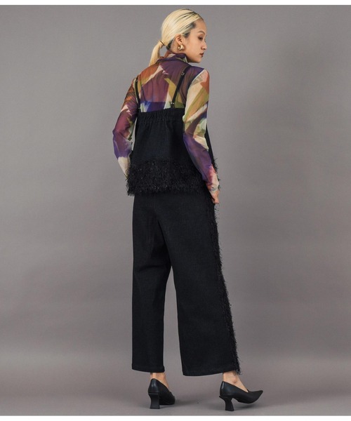 Settimissimo（セッティミッシモ）の「フリンジ ヘム キャミソール デニム トップス（キャミソール・レディース・ブラック/ネイビー・FREE）」の8枚目の写真