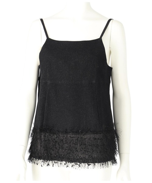 Settimissimo（セッティミッシモ）の「フリンジ ヘム キャミソール デニム トップス（キャミソール・レディース・ブラック/ネイビー・FREE）」の18枚目の写真