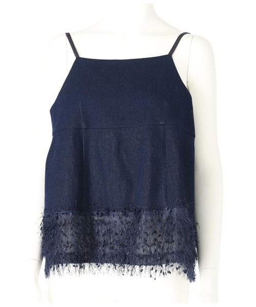Settimissimo（セッティミッシモ）の「フリンジ ヘム キャミソール デニム トップス（キャミソール・レディース・ブラック/ネイビー・FREE）」の20枚目の写真