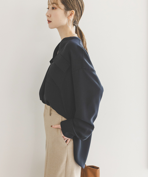 ワークディテールドレープシャツ〇ストリングジョガーパンツ〇Noble ワークディテールドレープシャツ〇ストリングジョガーパンツ〇Noble