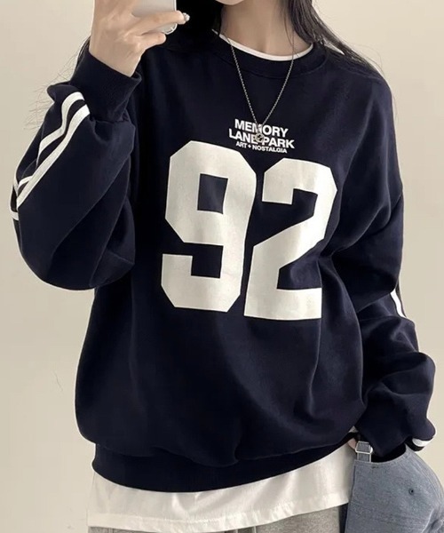 セール】裏起毛袖ライン入りトレーナー（スウェット）｜DIAVEL