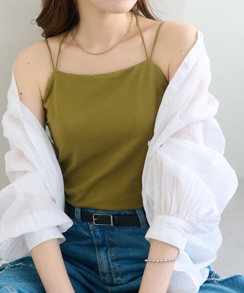 DISCOAT（ディスコート）の「【3サイズ展開】吸水速乾カップ付キャミソール（キャミソール・レディース・ブラック/カーキ/アイボリー・SMALL/MEDIUM/LARGE）」の3枚目の写真