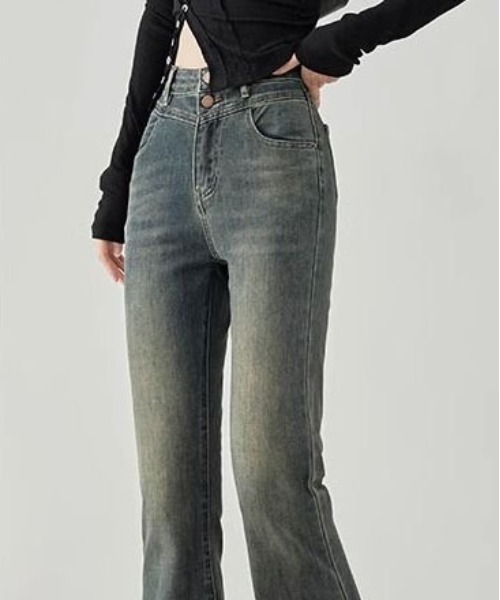 gossip!ロサンゼルス(ゴシップロサンゼルス)の「ハイウェスト ストレッチ 裾フリンジフレアデニムパンツ(デニムパンツ・レディース・ダークブルー/ブルー/ブラック・M/L/S)」の22枚目の写真