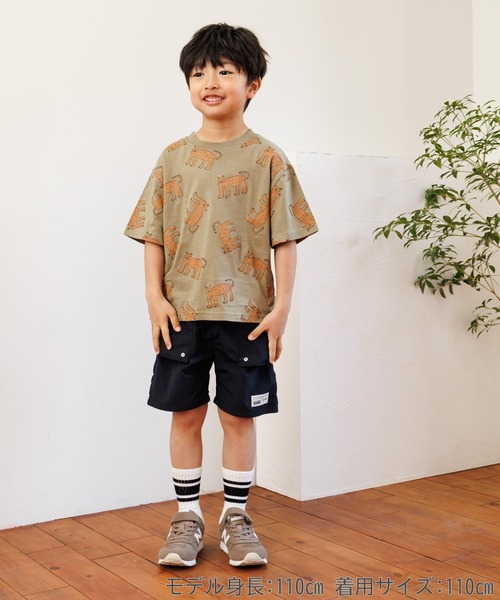 MAKE YOUR DAY（メイクユアデイ）の「アートなヒョウ総柄半袖Tシャツ■80～140cm（Tシャツ/カットソー・キッズ・オリーブ/オフホワイト/ミント・80/90/100/110/120/130/140）」の8枚目の写真