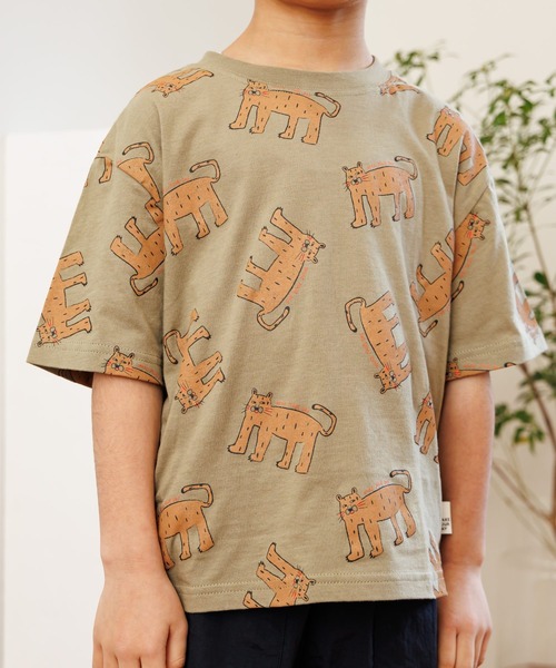 MAKE YOUR DAY（メイクユアデイ）の「アートなヒョウ総柄半袖Tシャツ■80～140cm（Tシャツ/カットソー・キッズ・オリーブ/オフホワイト/ミント・80/90/100/110/120/130/140）」の10枚目の写真