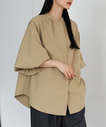 ボリューム袖 バルーン袖 トップス ブラウス セレモニー バンドカラーシャツ