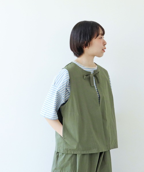 PAR ICI(パーリッシィ)の「ダンプグランジウォッシュ リボンベスト(ベスト・レディース・チャコールグレー/カーキ・FREE)」の12枚目の写真