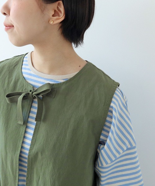 PAR ICI(パーリッシィ)の「ダンプグランジウォッシュ リボンベスト(ベスト・レディース・チャコールグレー/カーキ・FREE)」の13枚目の写真