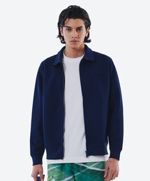 【試着のみ】LACOSTE ネイビー スウェット US M Unisex High-Neck Zip-Up Printed Sweatshirt - Sweaters