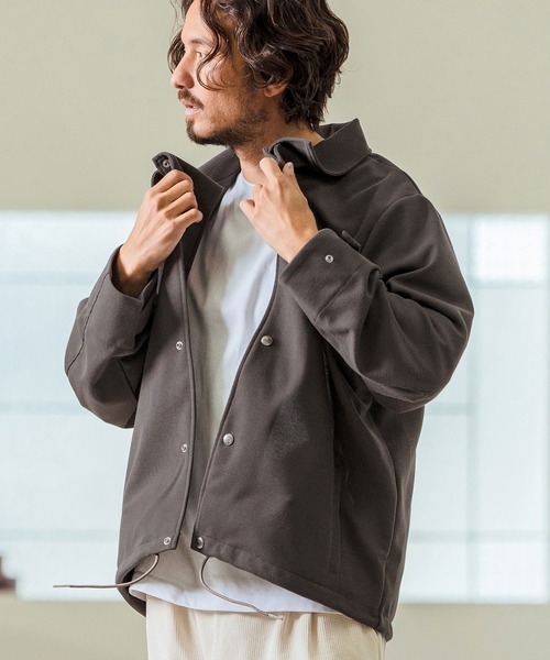 Magine(マージン)の「mj10546- Surf Knit Fabric 2Way Coach Blouson ブルゾン(ブルゾン・メンズ・チャコール/オリーブ/ブラック・44/46/48)」の1枚目の写真