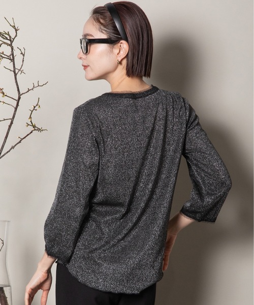 lodie(ロディ)の「プチフリル 七部袖ラメ クルーカットソー(Tシャツ/カットソー・レディース・ブラック/ベージュ/グレー・FREE)」の7枚目の写真