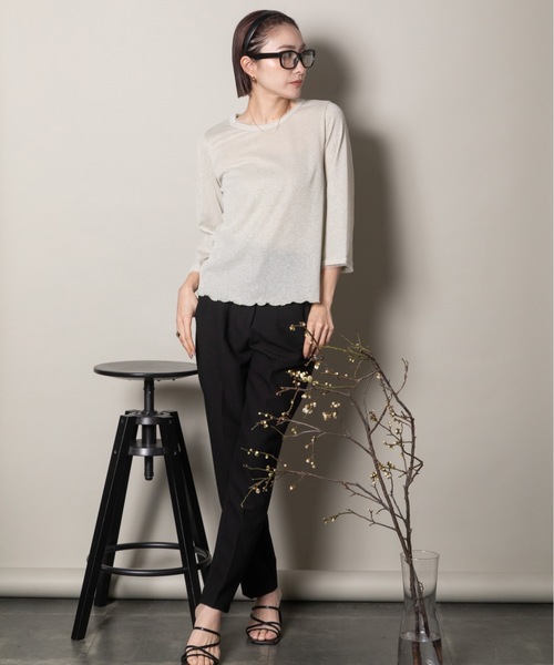 lodie(ロディ)の「プチフリル 七部袖ラメ クルーカットソー(Tシャツ/カットソー・レディース・ブラック/ベージュ/グレー・FREE)」の22枚目の写真