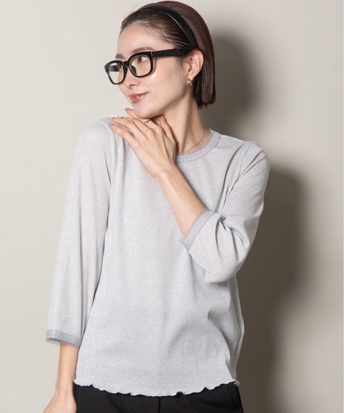 lodie(ロディ)の「プチフリル 七部袖ラメ クルーカットソー(Tシャツ/カットソー・レディース・ブラック/ベージュ/グレー・FREE)」の20枚目の写真