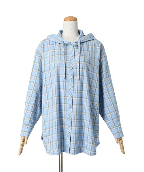 F i.n.t（フィント）の「フード付きビッグチェックシャツ/fint　フィント（シャツ/ブラウス・レディース・ピンク系その他/ブルー系その他/ベージュ系その他・FREE）」の14枚目の写真