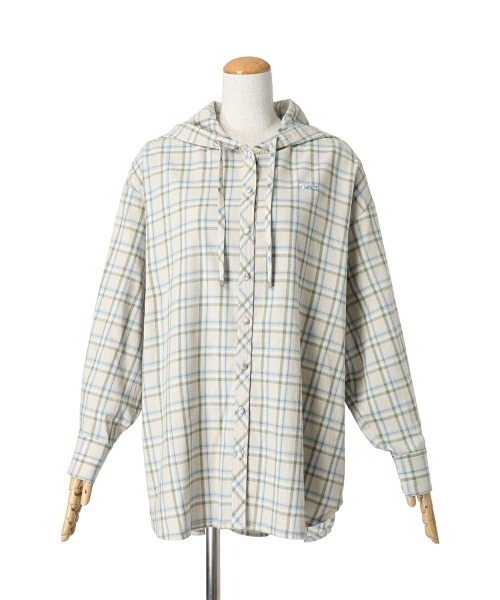 F i.n.t（フィント）の「フード付きビッグチェックシャツ/fint　フィント（シャツ/ブラウス・レディース・ピンク系その他/ブルー系その他/ベージュ系その他・FREE）」の15枚目の写真