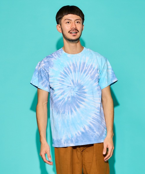 SAWINTO(ソイント)の「TIE DYE 【タイダイ】- TIE DYE TEE“SUN BLEACH SPIRAL”/タイダイ ティー "サン ブリーチ スパイラル”(Tシャツ/カットソー・メンズ・マルチ/サックスブルー・LARGE/MEDIUM/X-LARGE)」の1枚目の写真