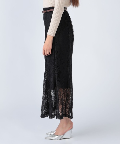 CECIL McBEE(セシルマクビー)の「ベルト付きラッセルレースマーメイドスカート(スカート・レディース・ライトベージュ/ブラック/オフホワイト・MEDIUM)」の8枚目の写真