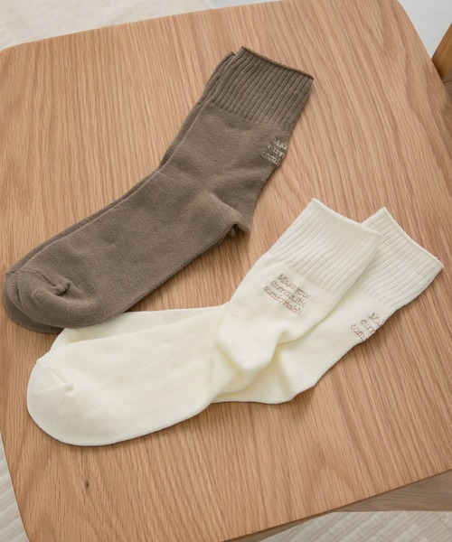 URBAN RESEARCH DOORS（アーバンリサーチドアーズ）の「ロゴ刺繍ソックス（ソックス/靴下・レディース・カーキ/アイボリー・ONE）」の5枚目の写真
