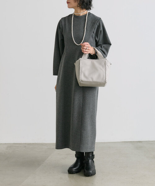 本革/2way/500mlペットボトルも入る》サイド編みボストンバッグ