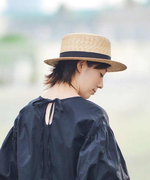 田中帽子店（タナカボウシテン）の「日本製 シンプルカンカン帽 麦わら帽子 マラン･フェム　Marin/f（ハット・レディース・ナチュラル・M）」の6枚目の写真