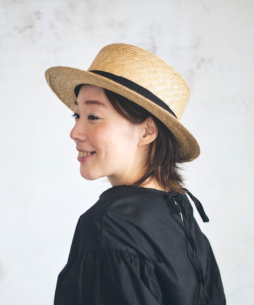 田中帽子店（タナカボウシテン）の「日本製 シンプルカンカン帽 麦わら帽子 マラン･フェム　Marin/f（ハット・レディース・ナチュラル・M）」の4枚目の写真