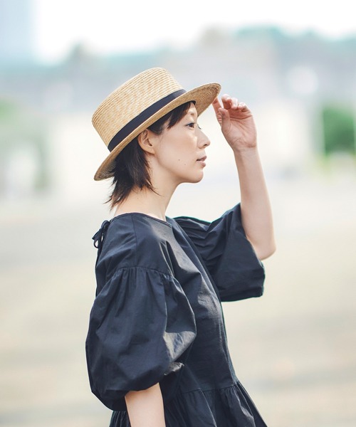 田中帽子店（タナカボウシテン）の「日本製 シンプルカンカン帽 麦わら帽子 マラン･フェム　Marin/f（ハット・レディース・ナチュラル・M）」の3枚目の写真