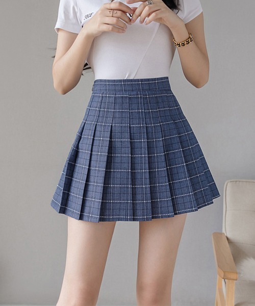 Miniministore(ミニミニストア)の「チェック柄 プリーツスカートミニスカート(スカート・レディース・ブラック/ベージュ/ブラウン/ダークグレー/ネイビー/レッド/グレー・M/S)」の6枚目の写真