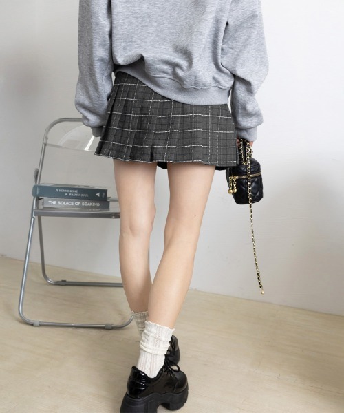 Miniministore(ミニミニストア)の「チェック柄 プリーツスカートミニスカート(スカート・レディース・ブラック/ベージュ/ブラウン/ダークグレー/ネイビー/レッド/グレー・M/S)」の13枚目の写真