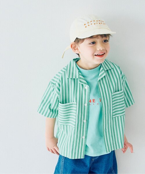 p.premier(ピードットプルミエ)の「【ジュニア対応】ストライプワイド半袖シャツ(シャツ/ブラウス・キッズ・ブラウン/グリーン/レッド/パープル/ミント/イエロー・80/90/100/110/120/130/140)」の4枚目の写真