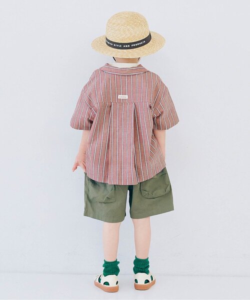 p.premier(ピードットプルミエ)の「【ジュニア対応】ストライプワイド半袖シャツ(シャツ/ブラウス・キッズ・ブラウン/グリーン/レッド/パープル/ミント/イエロー・80/90/100/110/120/130/140)」の8枚目の写真