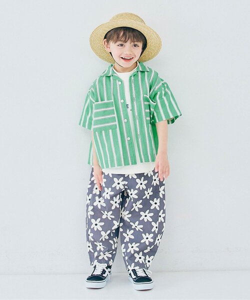 p.premier(ピードットプルミエ)の「【ジュニア対応】ストライプワイド半袖シャツ(シャツ/ブラウス・キッズ・ブラウン/グリーン/レッド/パープル/ミント/イエロー・80/90/100/110/120/130/140)」の9枚目の写真