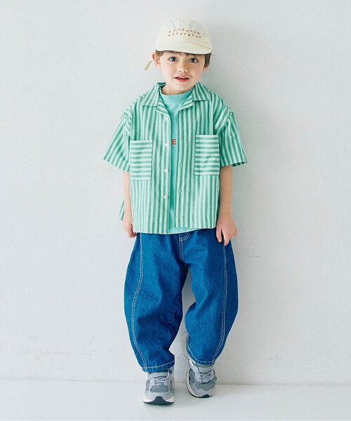 p.premier(ピードットプルミエ)の「【ジュニア対応】ストライプワイド半袖シャツ(シャツ/ブラウス・キッズ・ブラウン/グリーン/レッド/パープル/ミント/イエロー・80/90/100/110/120/130/140)」の11枚目の写真