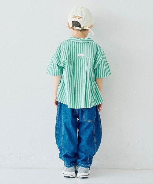 p.premier(ピードットプルミエ)の「【ジュニア対応】ストライプワイド半袖シャツ(シャツ/ブラウス・キッズ・ブラウン/グリーン/レッド/パープル/ミント/イエロー・80/90/100/110/120/130/140)」の12枚目の写真